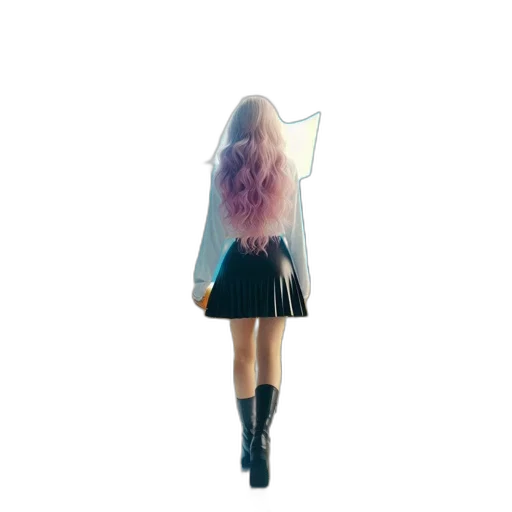 dress, jacket, hair, staff transparent PNG cut-out