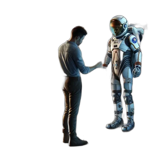 robot, jacket, concept art, 3d render transparent PNG cut-out