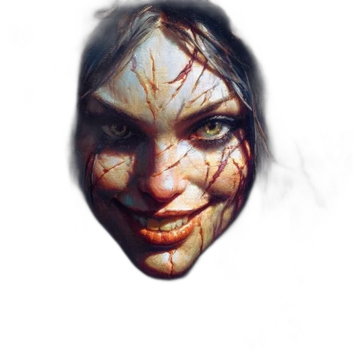 face, mask, creature, photorealistic transparent PNG cut-out