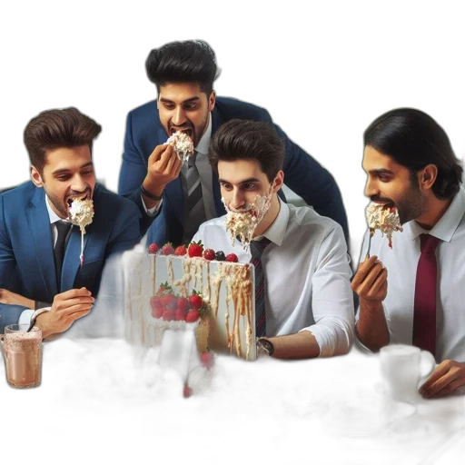 food, concept art, four, men transparent PNG cut-out