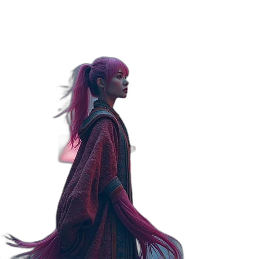 dress, creature, dragon, staff transparent PNG cut-out
