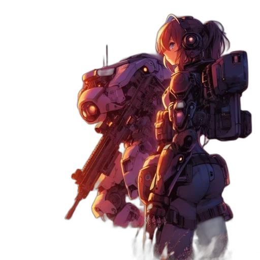 robot, weapon, jacket, concept art transparent PNG cut-out