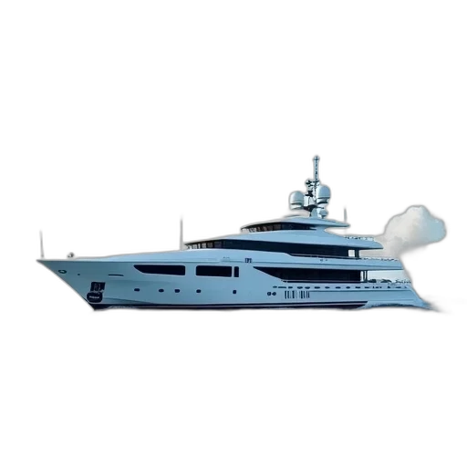 3d render, white, luxury, yacht transparent PNG cut-out