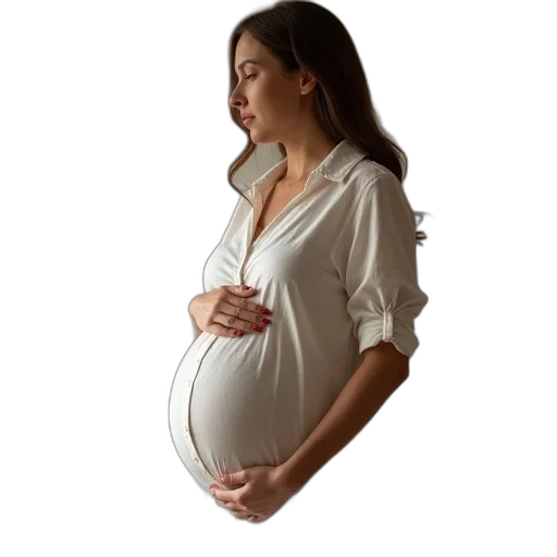 photorealistic, young, pregnant, woman transparent PNG cut-out
