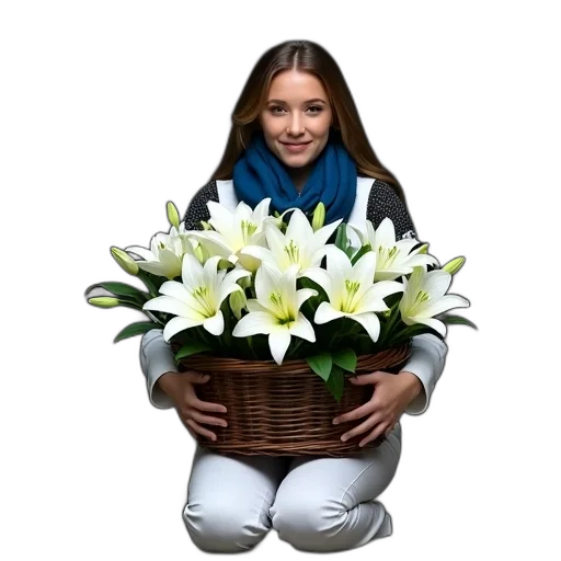 flower, crown, face, staff transparent PNG cut-out