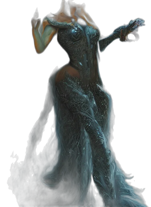 dress, mask, creature, staff transparent PNG cut-out