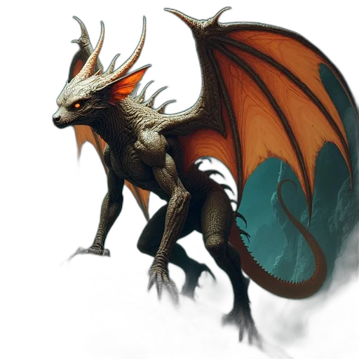 dragon, creature, staff, animal transparent PNG cut-out
