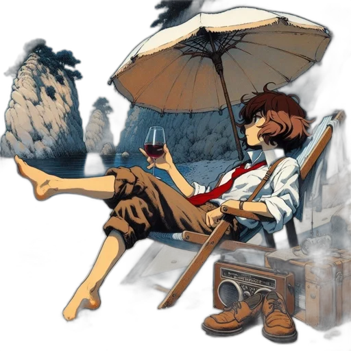 umbrella, staff, jacket, concept art transparent PNG cut-out
