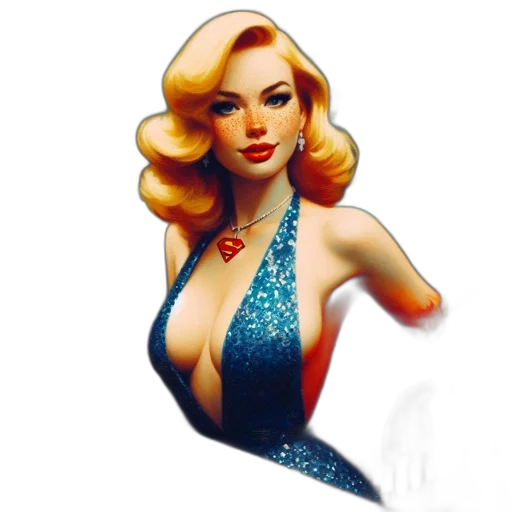 dress, jewelry, photorealistic, comic book art transparent PNG cut-out