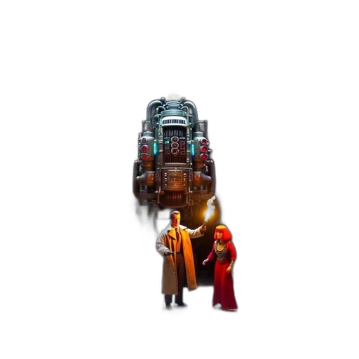 robot, weapon, staff, jacket transparent PNG cut-out