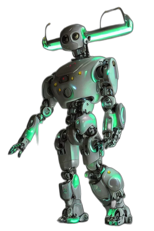 robot, weapon, staff, 3d render transparent PNG cut-out