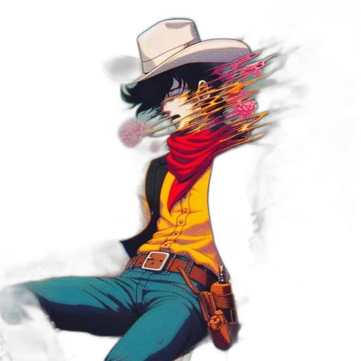 hat, jacket, staff, comic book art transparent PNG cut-out