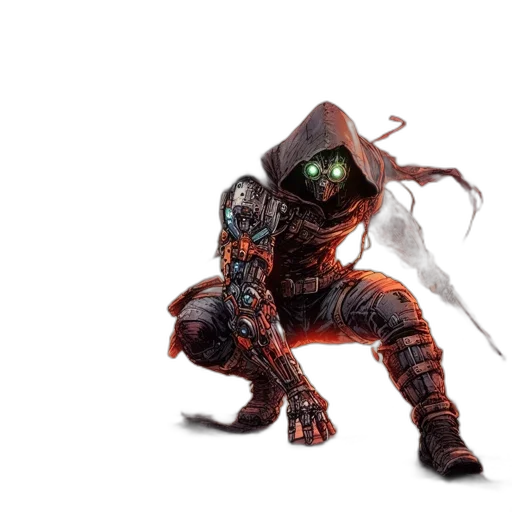 creature, robot, mask, staff transparent PNG cut-out