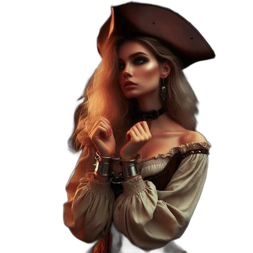 dress, hat, staff, jewelry transparent PNG cut-out