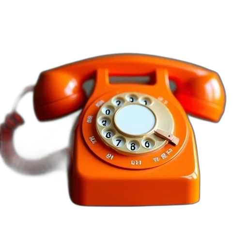 orange, telephone, sits, wooden transparent PNG cut-out