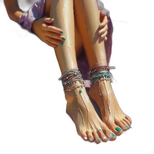 jewelry, shoes, photorealistic, oil painting transparent PNG cut-out