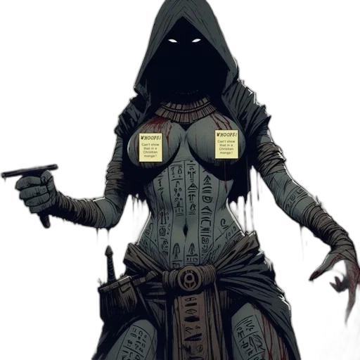 mask, staff, dress, weapon transparent PNG cut-out