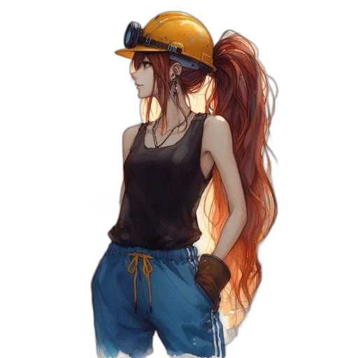 hat, staff, hair, dress transparent PNG cut-out