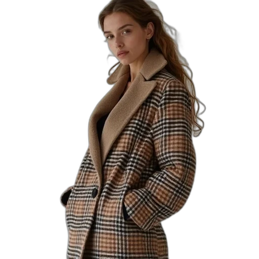 jacket, dress, earth tones, model transparent PNG cut-out