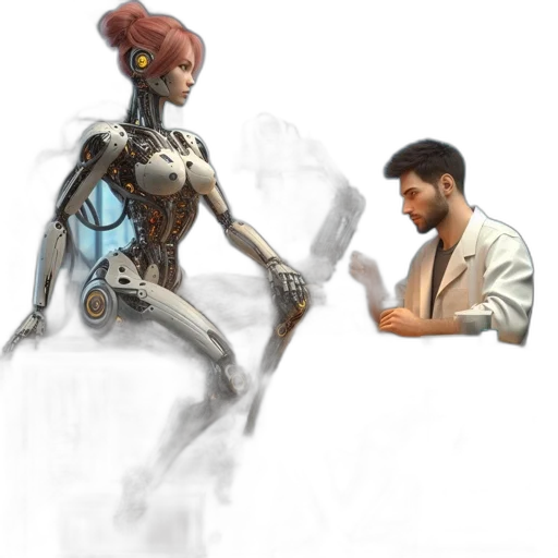 robot, concept art, cyberpunk, fantasy art transparent PNG cut-out
