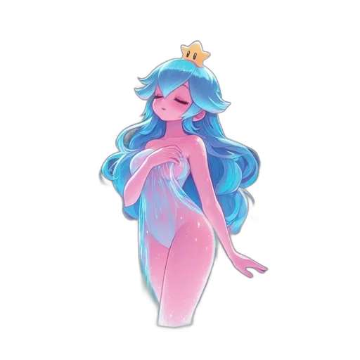 dress, crown, creature, staff transparent PNG cut-out