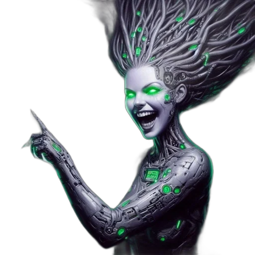 creature, hair, mask, robot transparent PNG cut-out