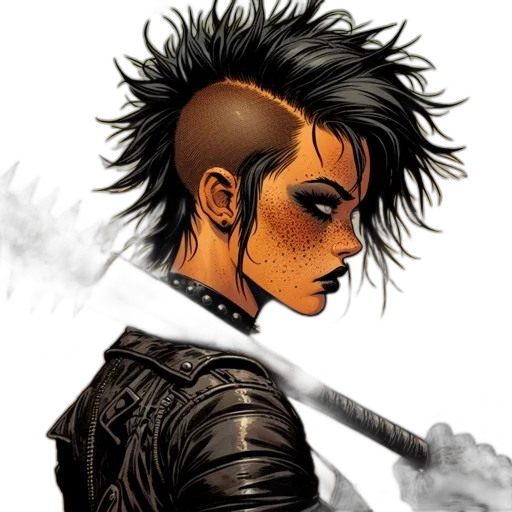 hair, jacket, comic book art, cyberpunk transparent PNG cut-out