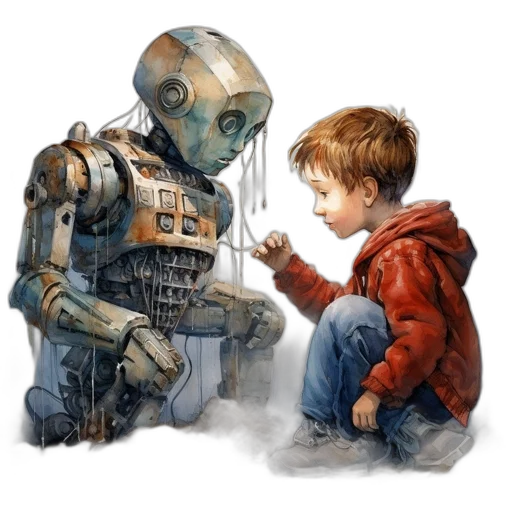 robot, concept art, cyberpunk, comic book art transparent PNG cut-out