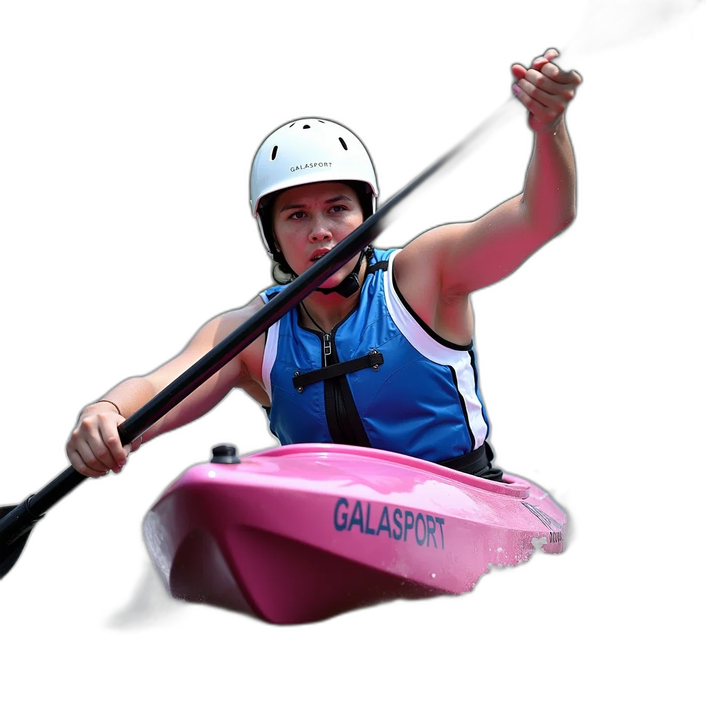 3d render, person, kayaking, river transparent PNG cut-out