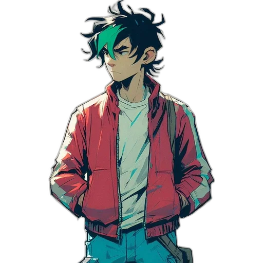 jacket, staff, concept art, anime transparent PNG cut-out