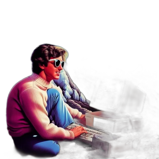 comic book art, concept art, vaporwave, pixel art transparent PNG cut-out