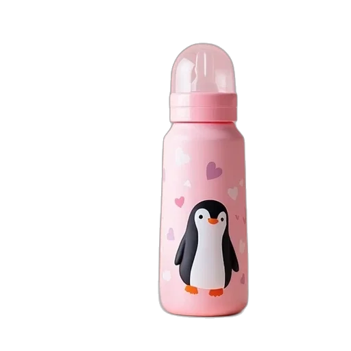bottle, 3d render, baby, pink transparent PNG cut-out