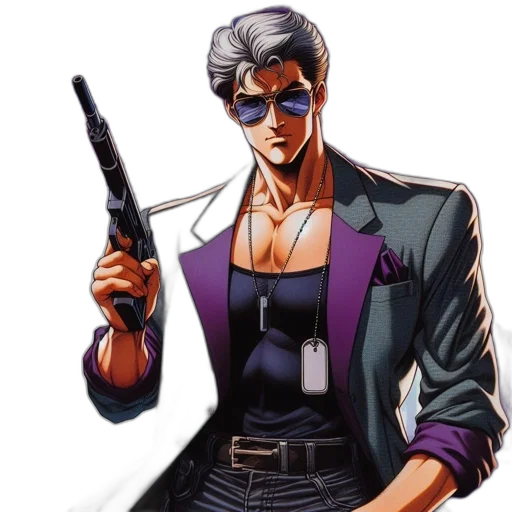 weapon, jacket, staff, vaporwave transparent PNG cut-out