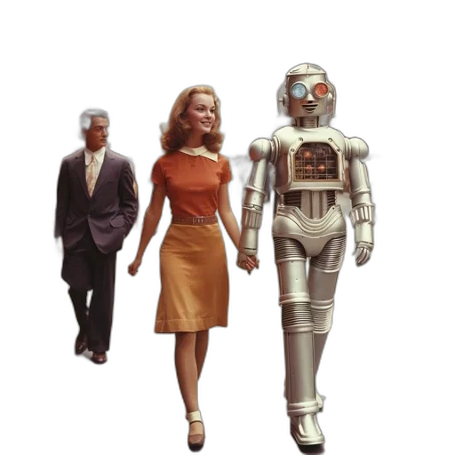 robot, concept art, comic book art, vaporwave transparent PNG cut-out