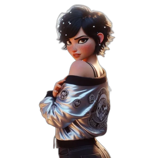 jacket, dress, staff, weapon transparent PNG cut-out