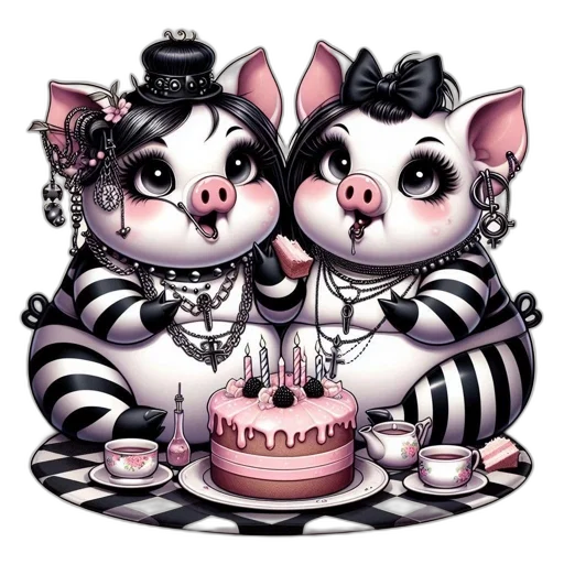 two, anthropomorphic, pigs, gothic transparent PNG cut-out