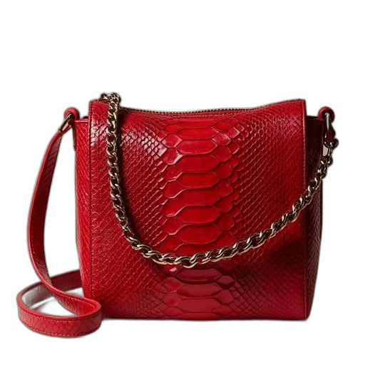 jewelry, red, snakeskin, crossbody transparent PNG cut-out