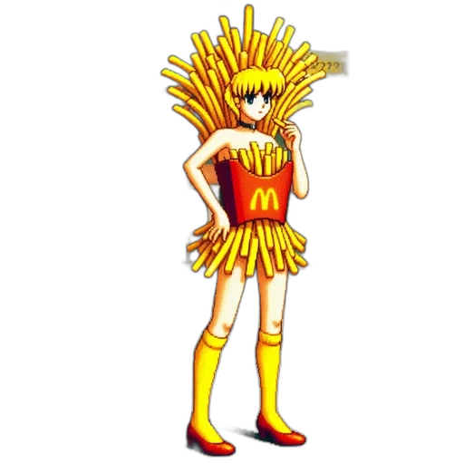 staff, dress, crown, pixel art transparent PNG cut-out