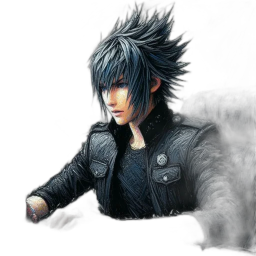 hair, dragon, jacket, weapon transparent PNG cut-out