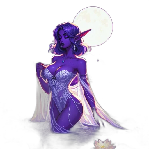 dress, crown, creature, staff transparent PNG cut-out