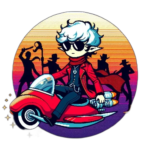 jacket, car, cartoon, pixel art transparent PNG cut-out