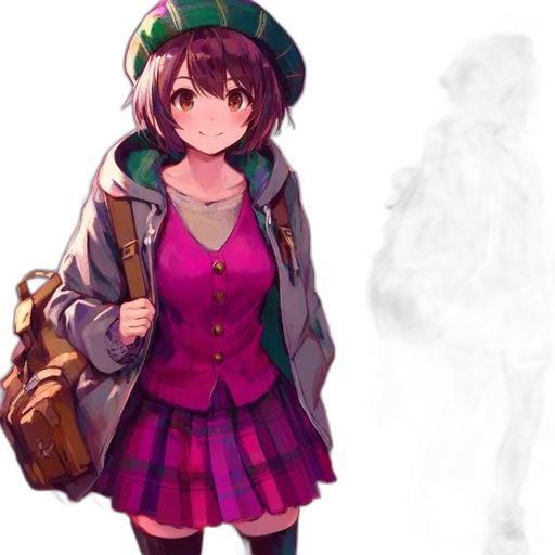 jacket, dress, hat, staff transparent PNG cut-out