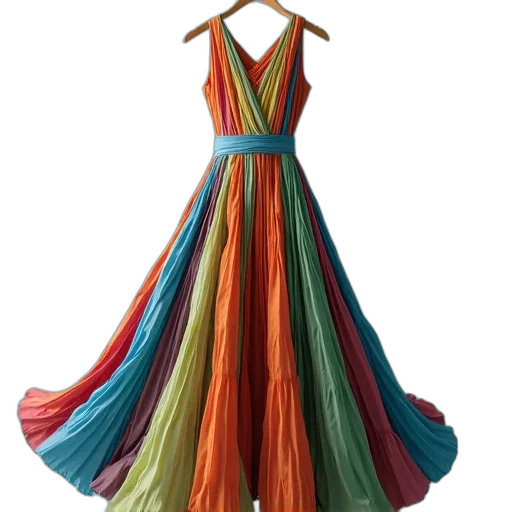 dress, 3d render, colorful, neon transparent PNG cut-out