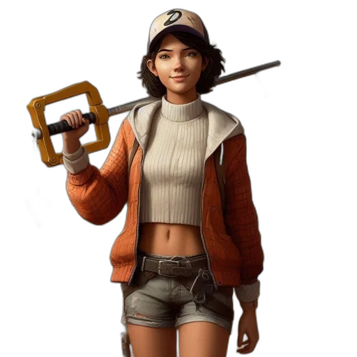 weapon, staff, jacket, hat transparent PNG cut-out
