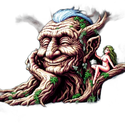 creature, tree, face, staff transparent PNG cut-out
