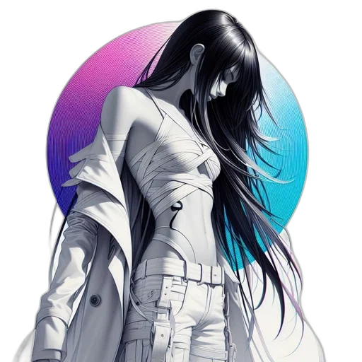dress, jacket, concept art, cyberpunk transparent PNG cut-out