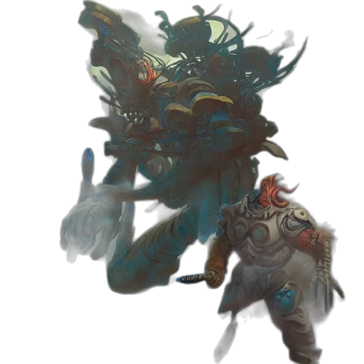 creature, mask, dragon, staff transparent PNG cut-out