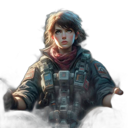 jacket, face, weapon, concept art transparent PNG cut-out
