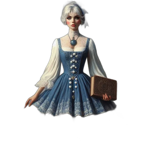 dress, staff, jewelry, fantasy art transparent PNG cut-out
