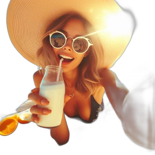 hat, bottle, 3d render, photorealistic transparent PNG cut-out